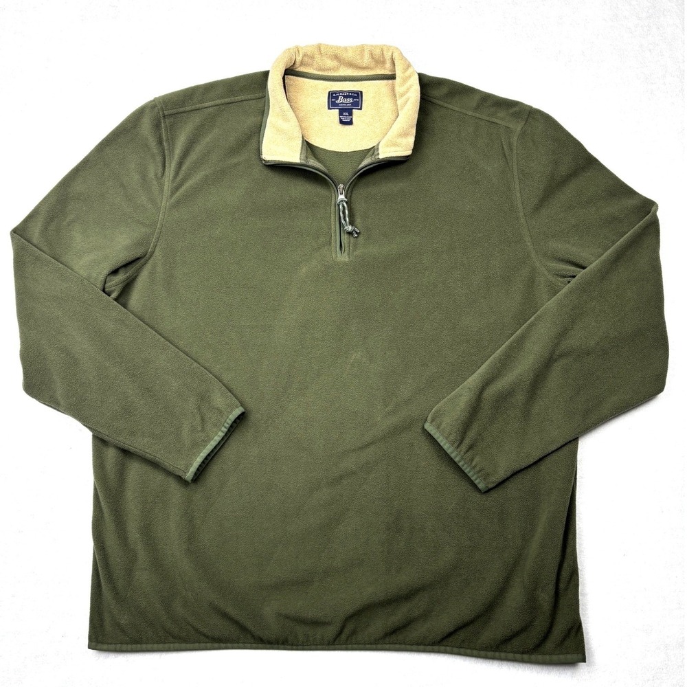 GH Bass & Co Mens XXL Olive Green Quarter Zip Fleece Pullover GATIC60008